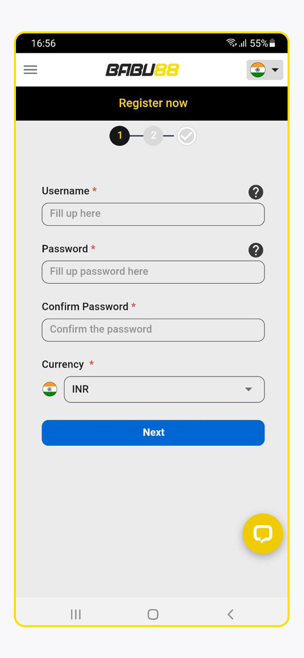Screenshot of the Babu88 India mobile application