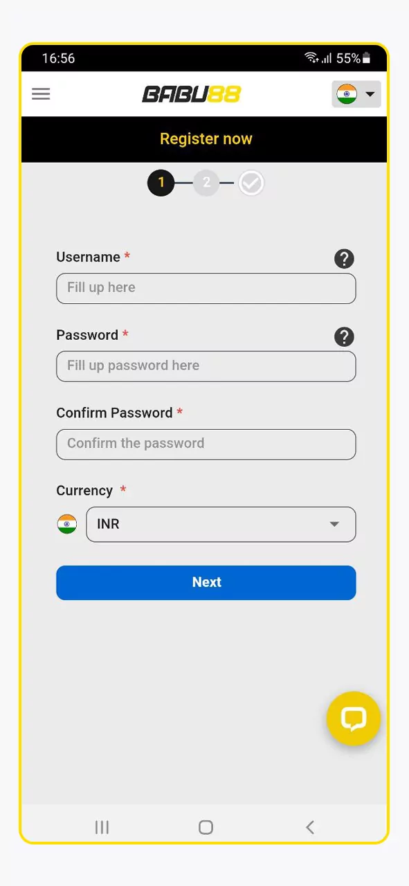 Screenshot of the Babu88 India mobile application